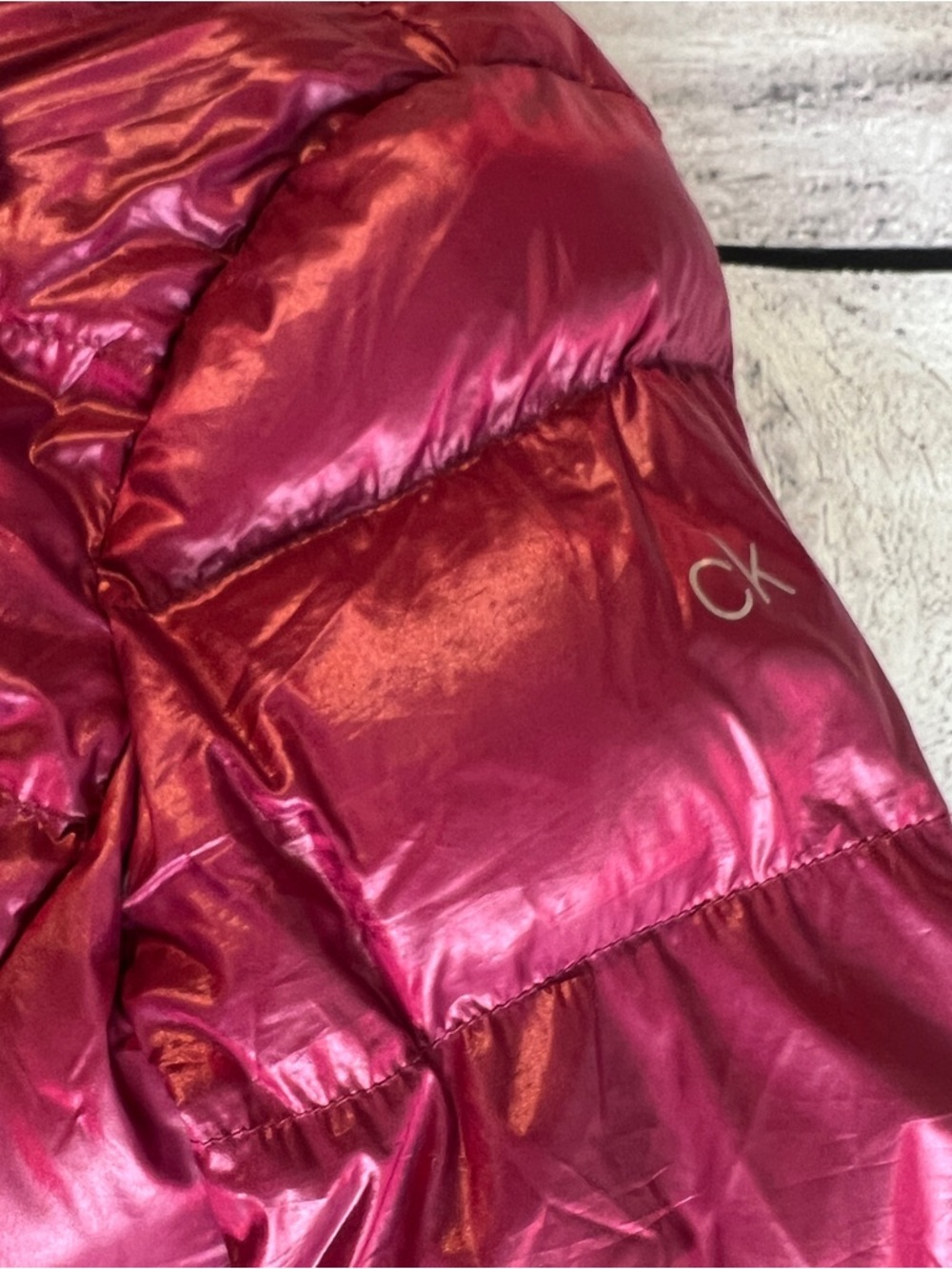 Calvin Klein Raspberry Pink Burgandy Packable Down Quilted Puffer Jacket Coat - Picture 9 of 12